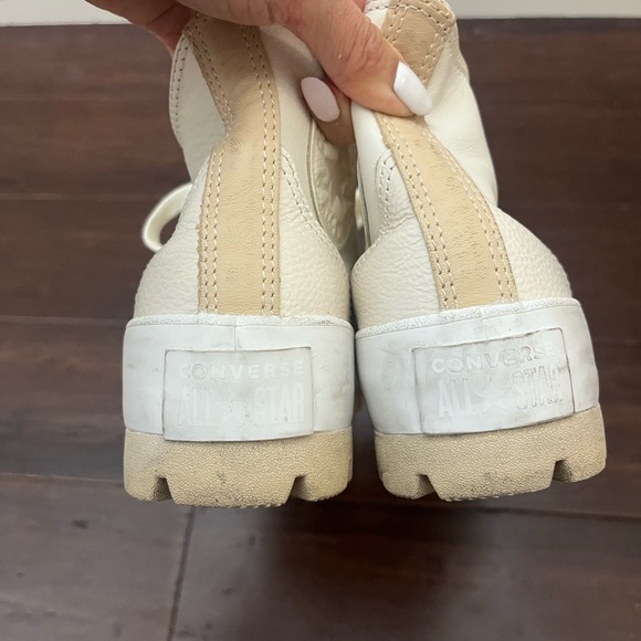 [Converse] Cream Leather High-Top Platform Sneakers - Picture 9 of 9